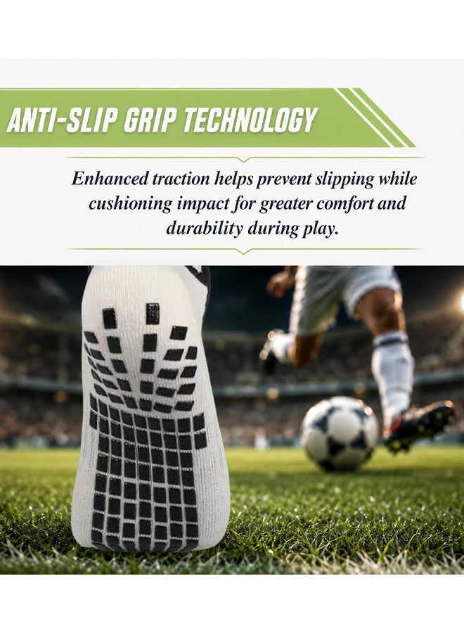 2 Pairs Men's Grip Soccer Socks Anti Slip Athletic Socks Non Slip Football Basketball Socks With Grip Pads - Image 4