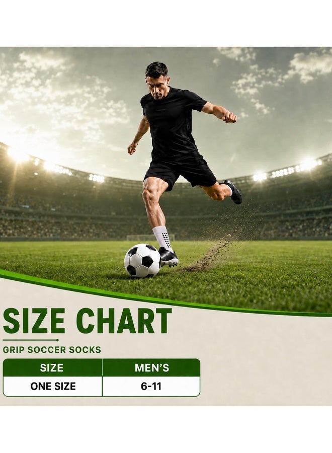 2 Pairs Men's Grip Soccer Socks Anti Slip Athletic Socks Non Slip Football Basketball Socks With Grip Pads - Image 2
