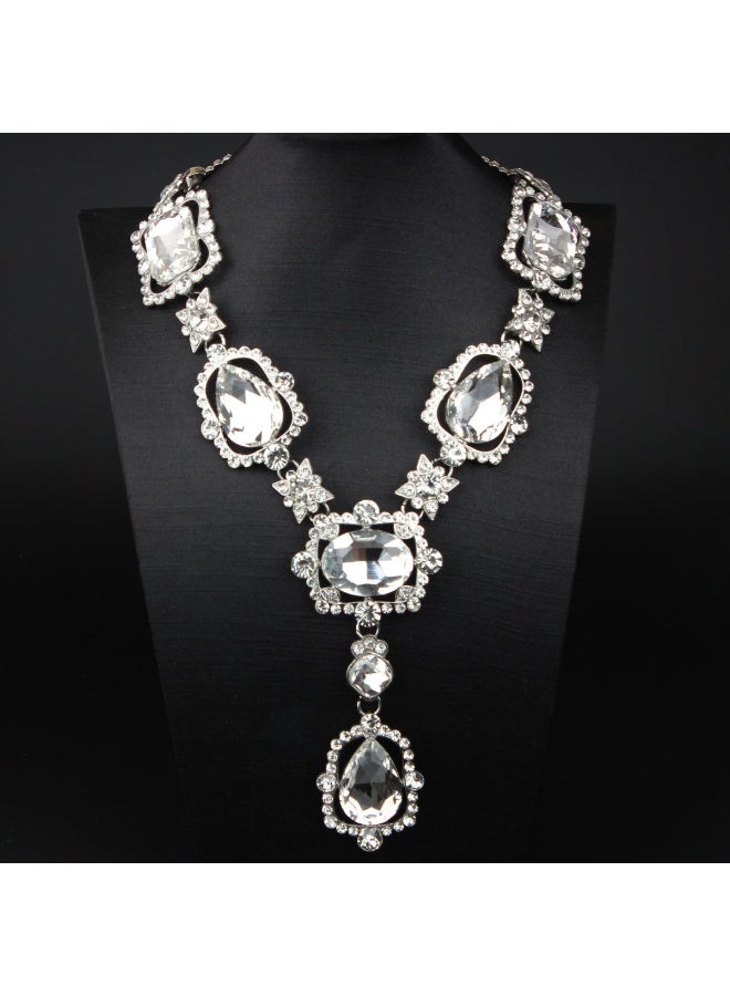 NIBEMINENT Exaggerated Vintage Court Style Large Gemstone Encrusted Necklace