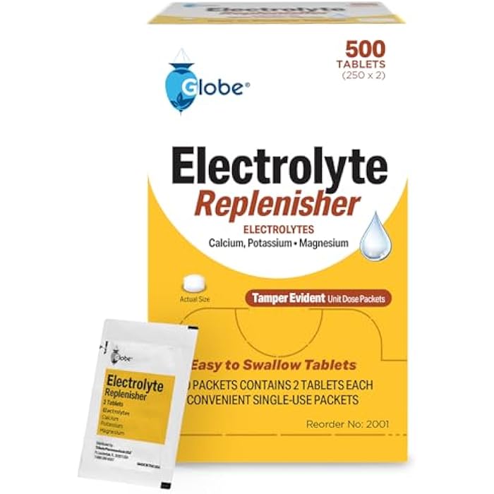 Globe Electrolyte Replacement Tablets for Rapid Hydration & Exercise Recovery (500 Tablets, 250 Packets of 2) for Athletes, Hiking & Sports, Travel Packets with Key Nutrients for Optimal Endurance - Image 1