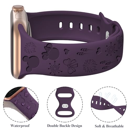 iWabcertoo 4 PACK Engraved Silicone Bands Compatible with Apple Watch Band 40mm 38mm 41mm 42mm 44mm 45mm 46mm 49mm Women Breathable Soft Cute Sport Replacement Strap for iWatch SE Series 11 10 9 8 7 6 5 4 3 2 1 - Image 3