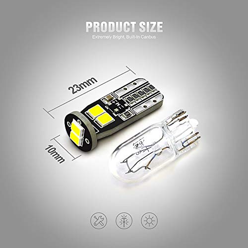 SIR IUS LED SIRIUSLED N6 194 Extremely Bright 3030 Chipset LED Bulbs for Car Interior Lights License Plate Dome Map Side Marker Door Courtesy Wedge 6000K Xenon White 168 175 174 2825 T10 192 Pack of 2 - Image 4