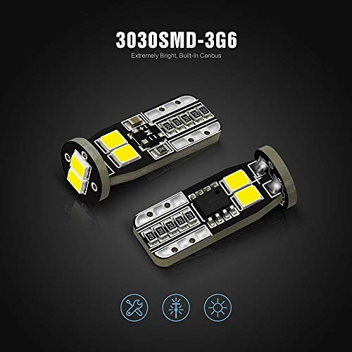 SIR IUS LED SIRIUSLED N6 194 Extremely Bright 3030 Chipset LED Bulbs for Car Interior Lights License Plate Dome Map Side Marker Door Courtesy Wedge 6000K Xenon White 168 175 174 2825 T10 192 Pack of 2 - Image 2