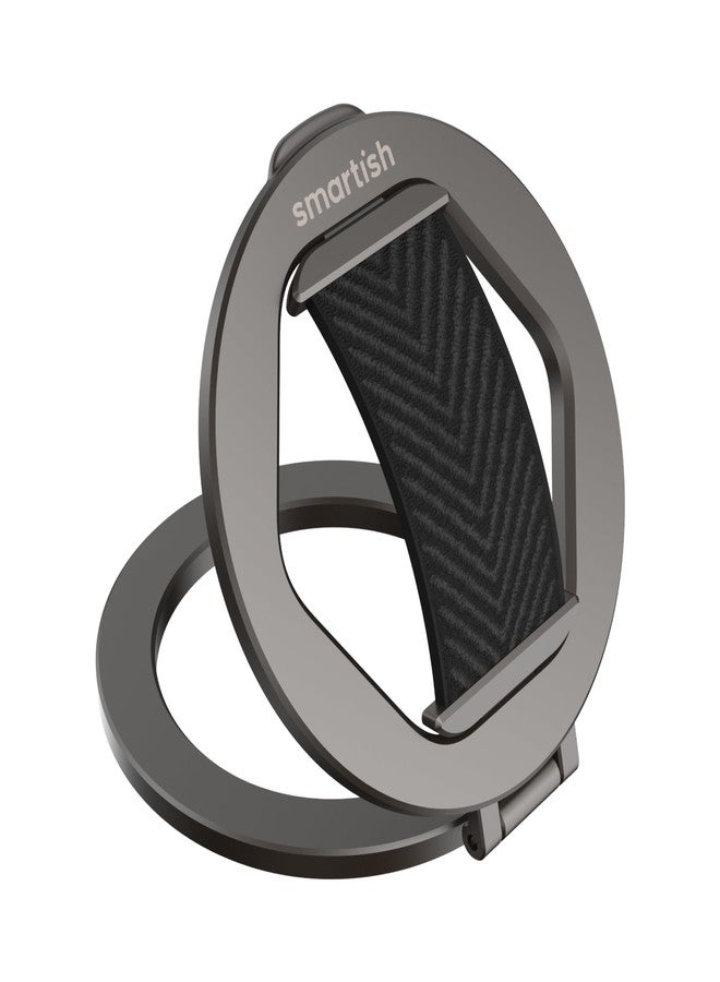 Smartish® MagSafe Grip Kickstand - Quickstand - Magnetic Cell Phone Finger Loop Grip - [Dual-Sided Magnets] Ring Holder Mount w/MagSafe Adapter Kit for Apple iPhone Accessories - Black Tie Affair - Image 1
