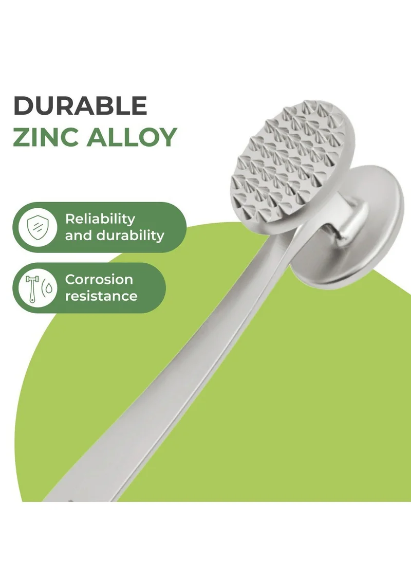 Fissman Meat Tenderizer 20.5cm, Zinc Alloy Stainless Steel Meat Hammer Lily Series | Anti-Rust Sleek Handle Meat Tenderizer | Heavy Duty Dual Head Meat Mallet for Chicken, Beef