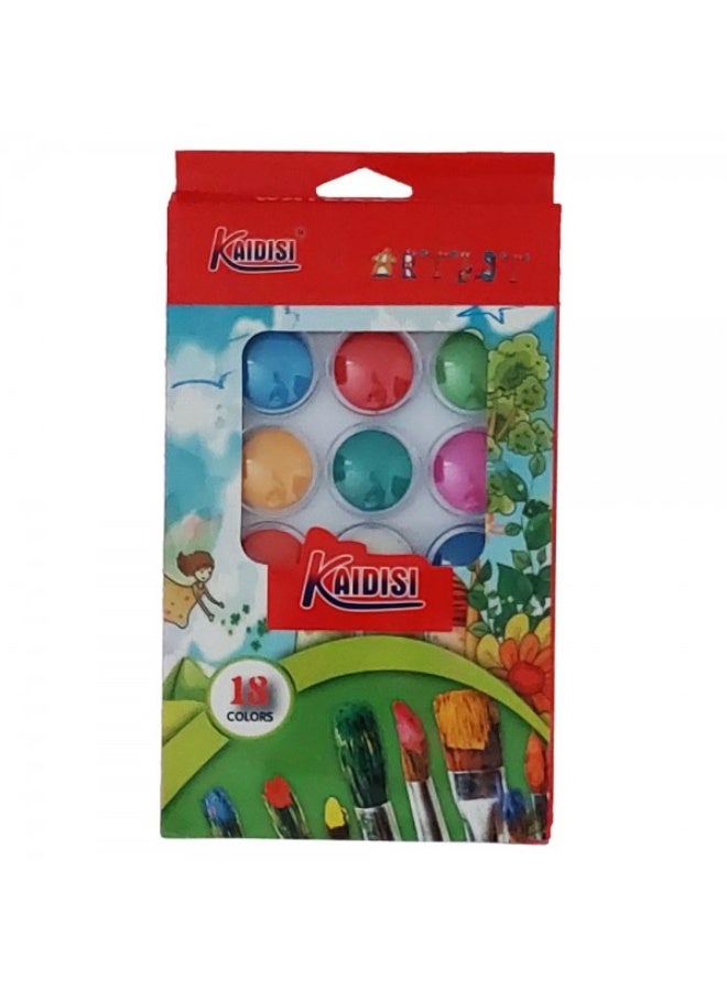 ألوان مائية للأطفال - 18 لونًا مع فرشاة تلوين - Image 2