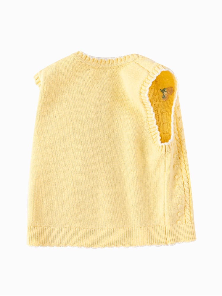 بالابالا كارديغان محبوك بدون أكمام مع أزرار أمامية للبنات - Image 5