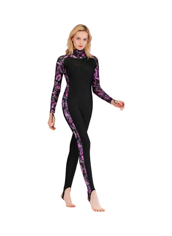 NIBEMINENT Printing Panel Women Long Sleeve Hooded One Piece Swimsuit Multicolour  - Image 3
