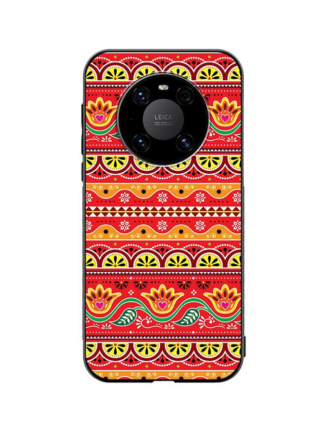 VR CREATIVE Protective Case Cover For Huawei Mate 40 Indian And Pakistani Flowers And Leaves In Red And Yellow Design Multicolour - Image 1