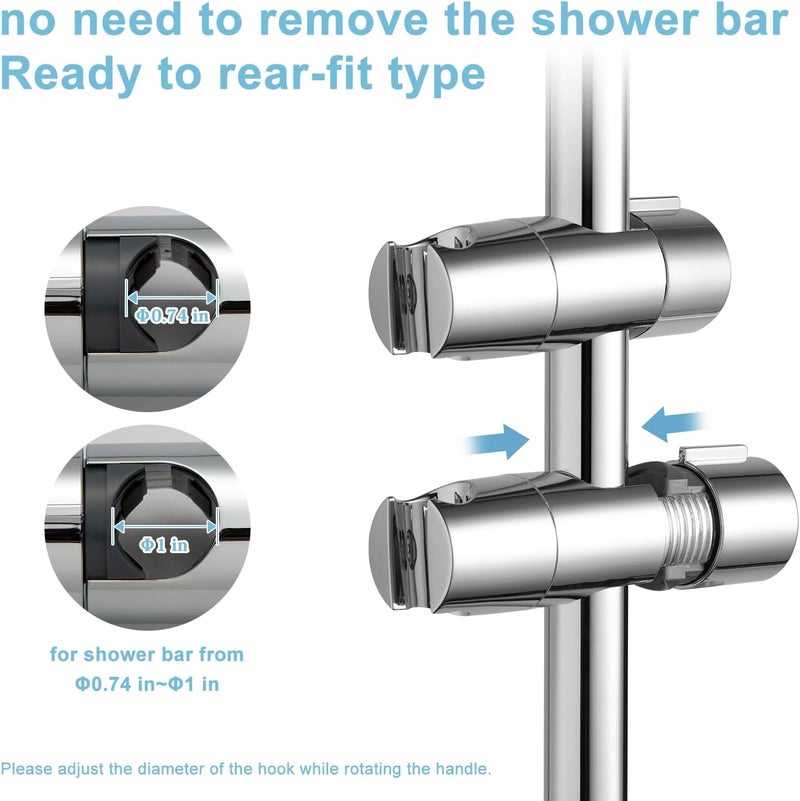 Offo حامل رأس الدش، قابل للتعديل بقطر 0.75-1.00 بوصة (19-25 مم) لحامل الدش اليدوي، حامل قابل للفك للاستبدال في الحمام، حامل رشاش دوار 360 درجة، كروم - Image 3