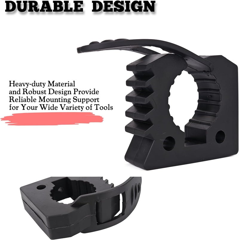 Gixemeva Shovel Holder Clamp Mount Kit,Truck Bed Molle Panel Mount, Shovel Mount for Roof Rack,Quick Release Mount Clamps Off Road UTV Utility Trailer Accessories Fits 1-1/7" to 1-3/7" Diameter Tools (4 Pack) - Image 4