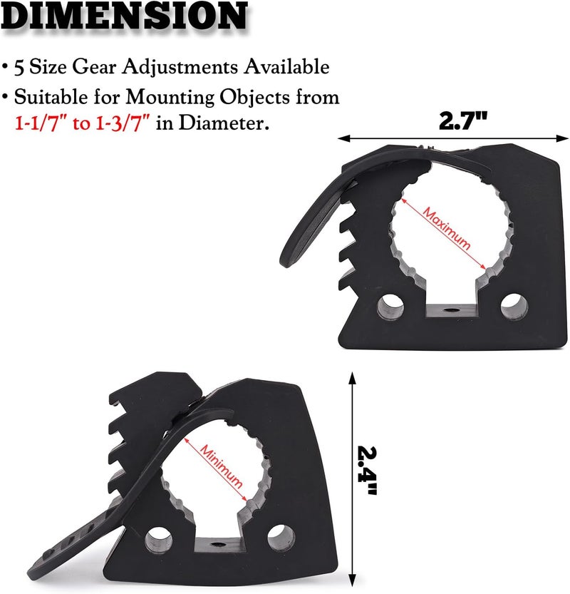 Gixemeva Shovel Holder Clamp Mount Kit,Truck Bed Molle Panel Mount, Shovel Mount for Roof Rack,Quick Release Mount Clamps Off Road UTV Utility Trailer Accessories Fits 1-1/7" to 1-3/7" Diameter Tools (4 Pack) - Image 5