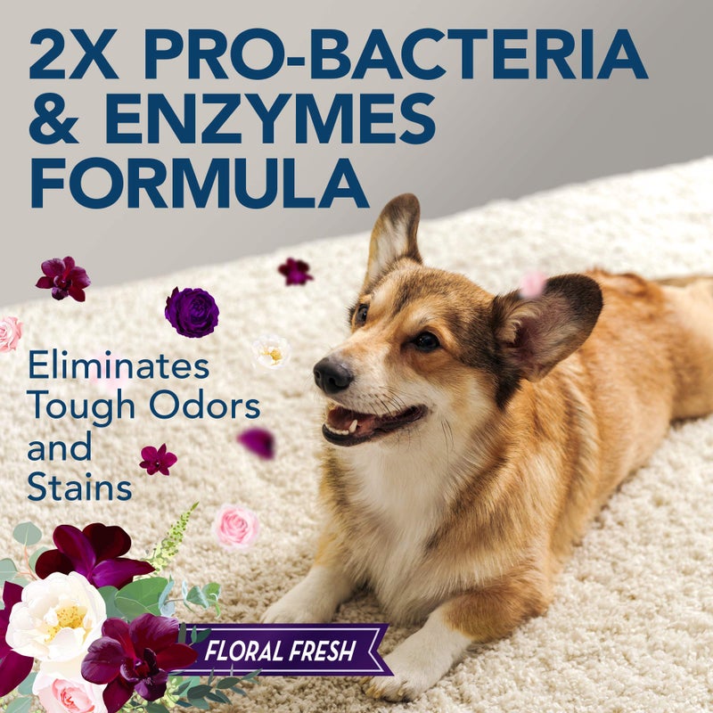 Simple Solution Stain and Odor Eliminator Spray for Dogs & Cats, Enzyme Cleaner With 2X Pro-Bacteria Cleaning Power, Strong Smell Remover for Carpets, Upholstery & Floors, Floral Fresh Scent, 32 oz - Image 2