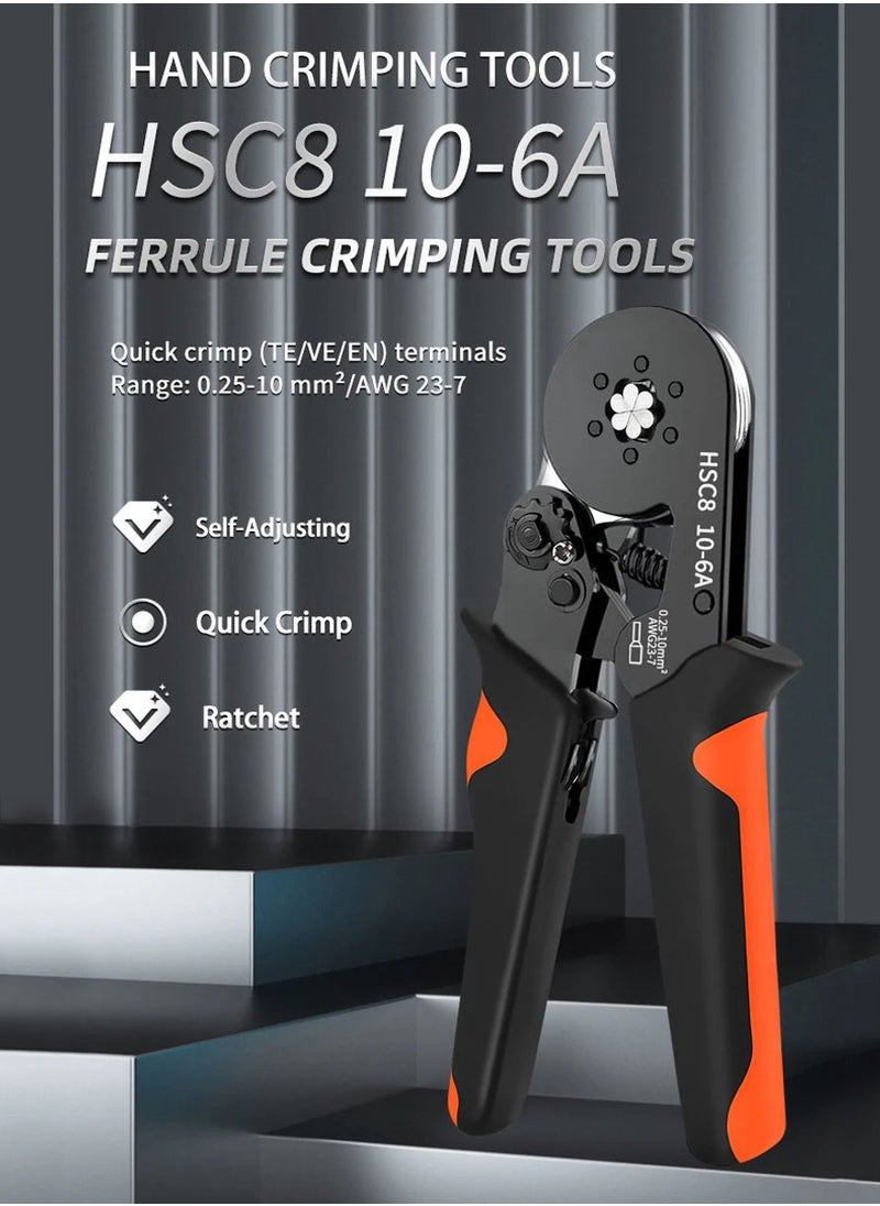 EzzySo Hand Crimping Tool HSC8 10-6A 0.25-10mm² Ferrule Crimping Tool Set, 1200PCS Terminal Assortment Kit, Hexagonal Crimping for Cold Press Wire Connectors Electrician Clamp Sets  - Image 2