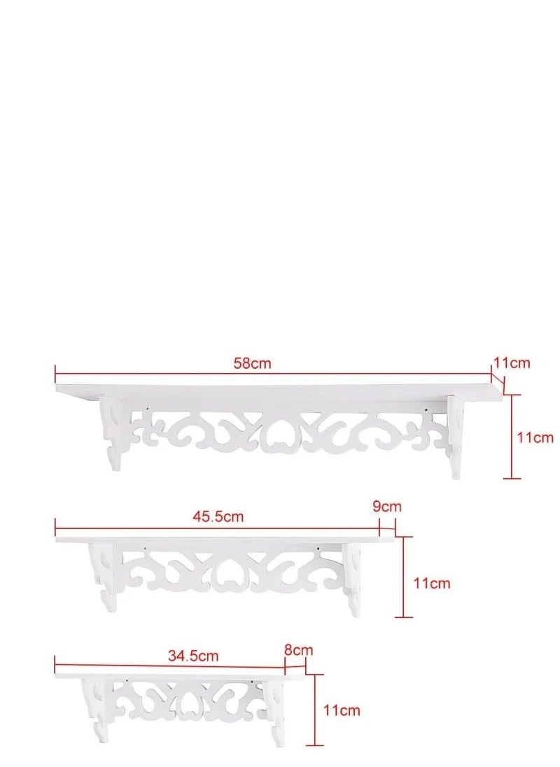 Generic FFD Set of 3 Wall Mounted Wooden Floating Shelves - White Display Shelves for Living Room, Bedroom, Office, Kitchen"  - Image 2