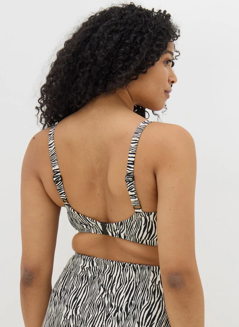 Matalan DD+ Brown Zebra Print Shapewear Bikini Top