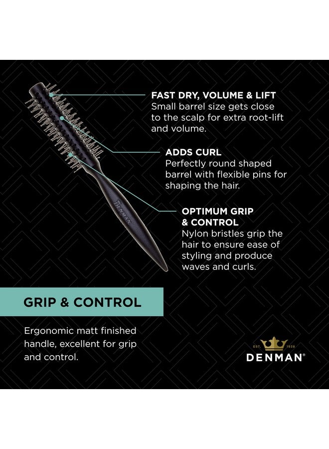 دنمان فرشاة شعر دائرية ذات أسطوانة تهوية مع شعيرات نايلون لتجفيف سريع وكثافة وإضفاء حركة في الشعر، أسود، D73 - Image 3