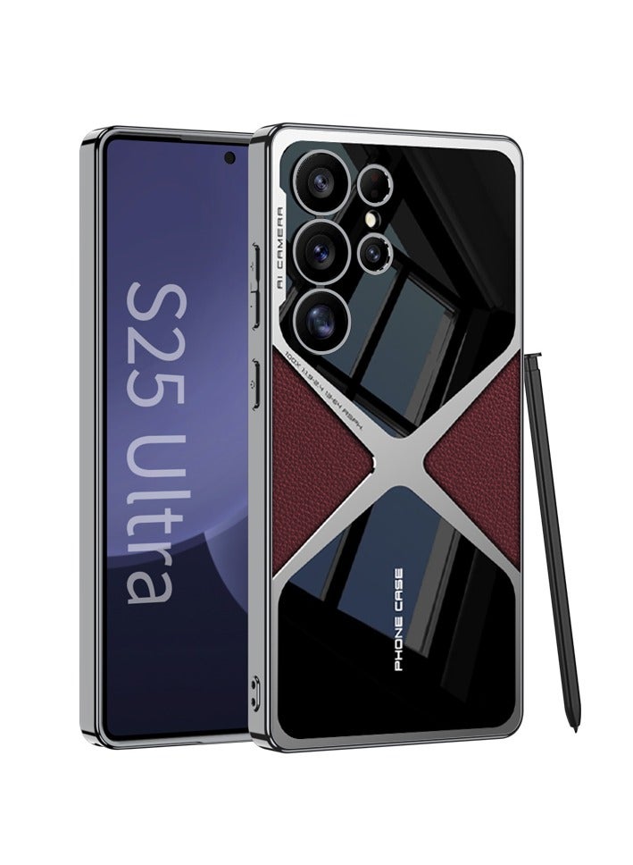 GKK Luxury Leather Case for Samsung Galaxy S25 Ultra (2025) ,Electroplated with Camera Protected and Pen Slot Design Support Wireless Charging - Pen Not Included  - Image 1