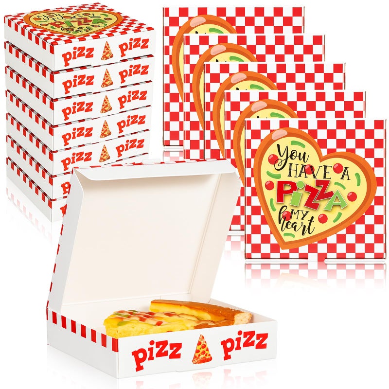 Fullhawl 50 Pcs Mini Pizza Box Valentines Square Cardboard Heart Pizza Box Small Cookie Boxes for Valentine Gift Celebrations Party Favors Birthdays Weddings 3 54 x 3 54 x 0 78 Inches - Image 2