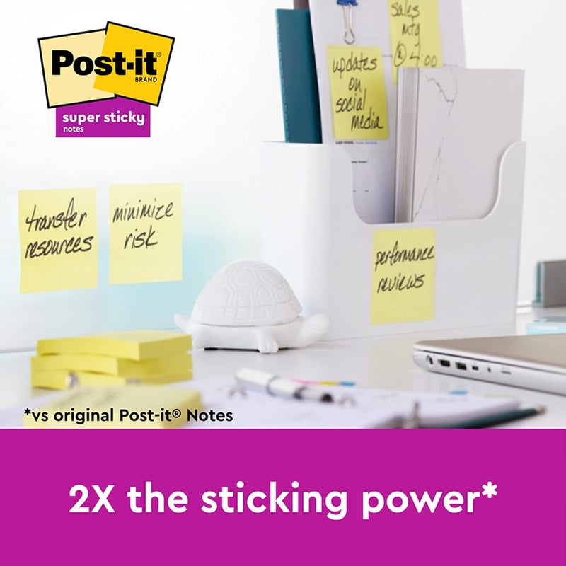 Post It ملاحظات 3M فائقة اللصق | قوة لصق 2X | 3 دفاتر × 45 ورقة | 3" × 3" | ملاحظات، تذكيرات، دراسة، مدرسة وتنظيم | ألوان نيون زاهية - Image 3