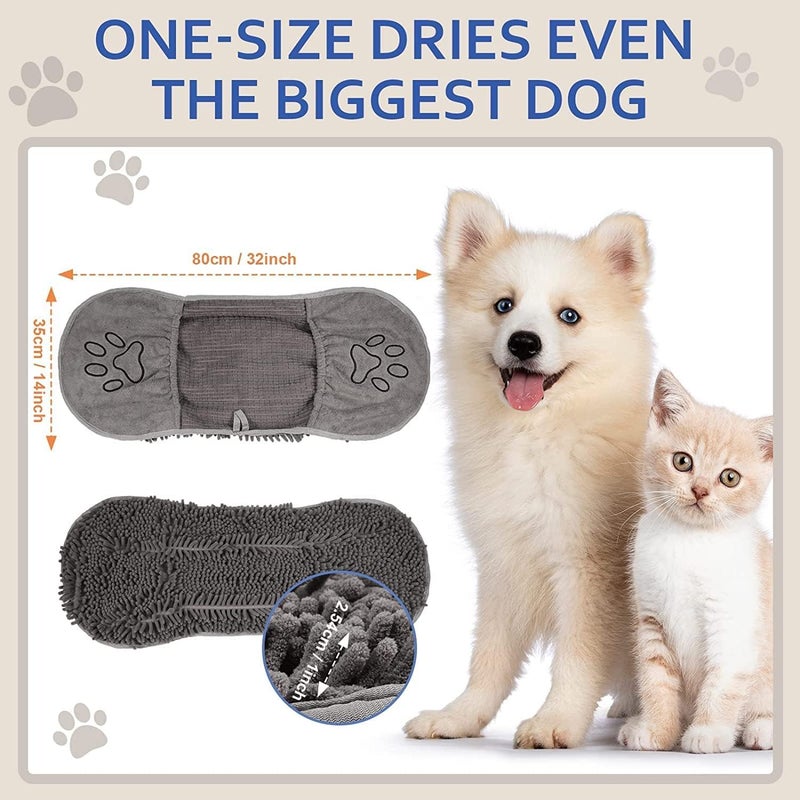 VIKINGS Microfiber Dog Towels for Drying Dogs, Super Absorbent, Soft and Quick Drying Pet Grooming Towel Medium&Large All Breeds,Quickly with Hand Pockets,Perfect Handling&Grip for Bath,Polished,Grey - Image 4