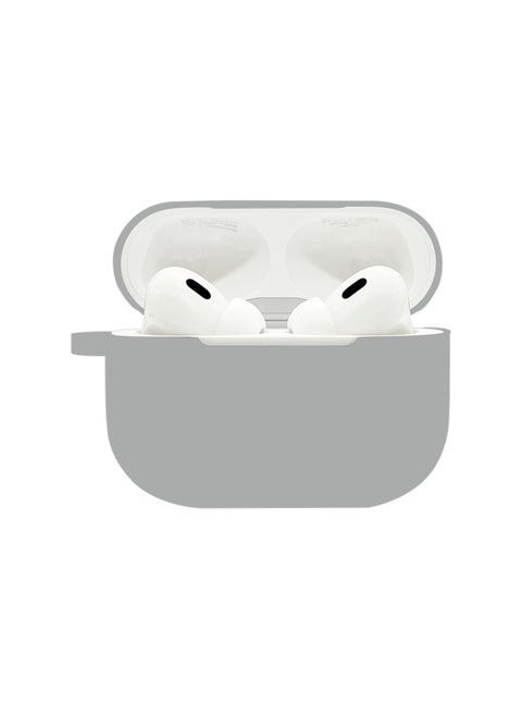 Suitable For Airpods Pro2 Protective Case Silicone Case Airpods4 Apple Wireless Bluetooth Headset Case-Color:Light Gray (with Hanging Ears 1.2mm)-Applicable Models:Airpods Pro Pearlescent Bag Packaging