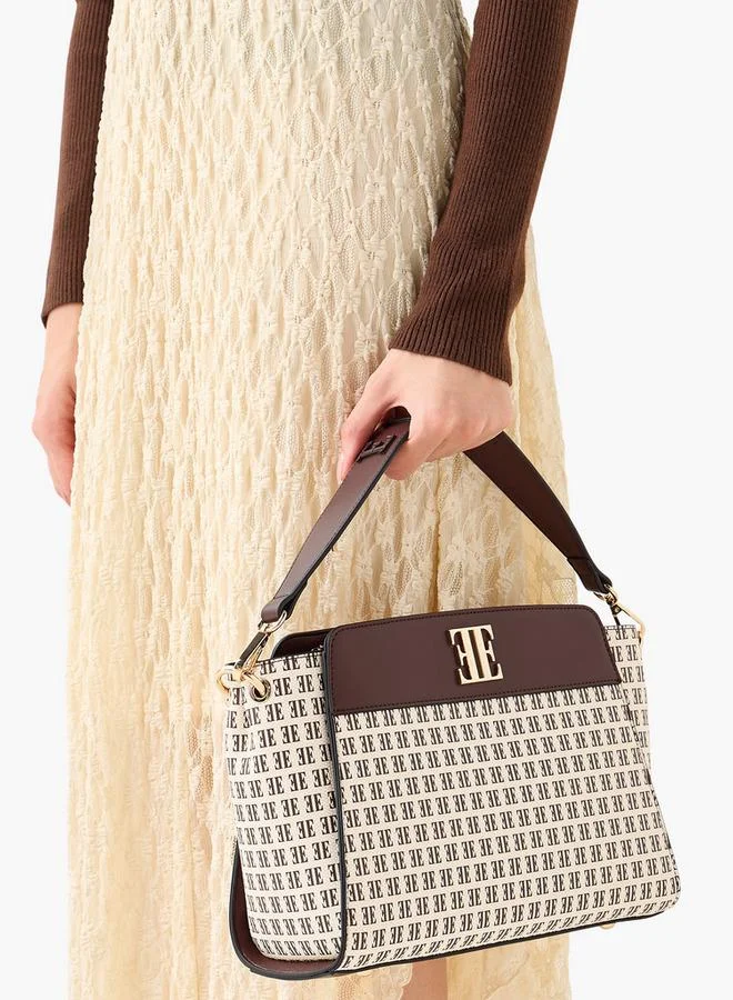 ايل حقيبة يد بطبعة شعار مع حزام قابل للفصل