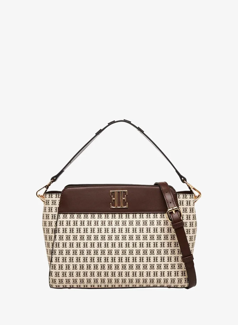 ايل حقيبة يد بطبعة شعار مع حزام قابل للفصل