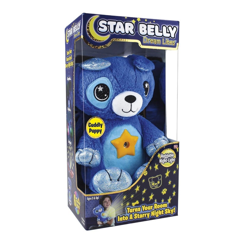 Ontel Star Belly Dream Lites, Stuffed Animal Night Light, Cuddly Blue Puppy - Projects Glowing Stars & Shapes in 6 Gentle Colors, As Seen on TV - Image 1