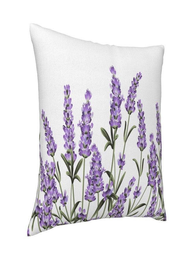 VARUN Purple Lavender Flowers Pillowcases Floral Vector Illustration Art Painting Pillow Case Decorative Throw Pillow Cover for Home Sofa Office 18x18inch - Image 2