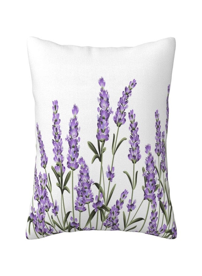 VARUN Purple Lavender Flowers Pillowcases Floral Vector Illustration Art Painting Pillow Case Decorative Throw Pillow Cover for Home Sofa Office 18x18inch - Image 1