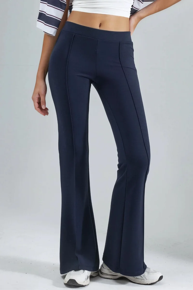 BUSEM Ribbed Elastic Flare Pants