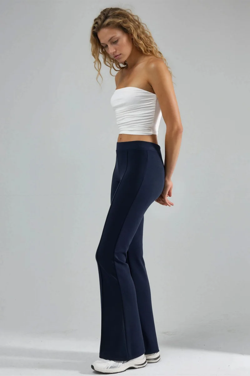 بوسيم BUSEM Ribbed Elastic Flare Pants