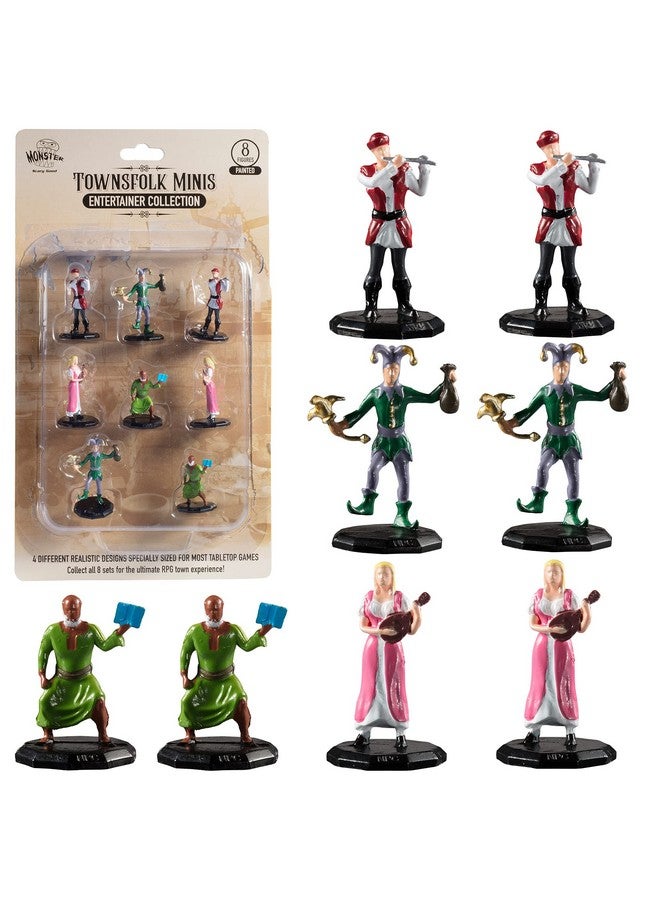 Monster Protectors Monster Townsfolk Mini Fantasy Figures - 8pc Hand-Painted Entertainer Non Player Character NPC Miniatures - 1" Hex-Sized Compatible w DND Dungeons Dragons Pathfinder RPG Tabletop Games  - Image 2