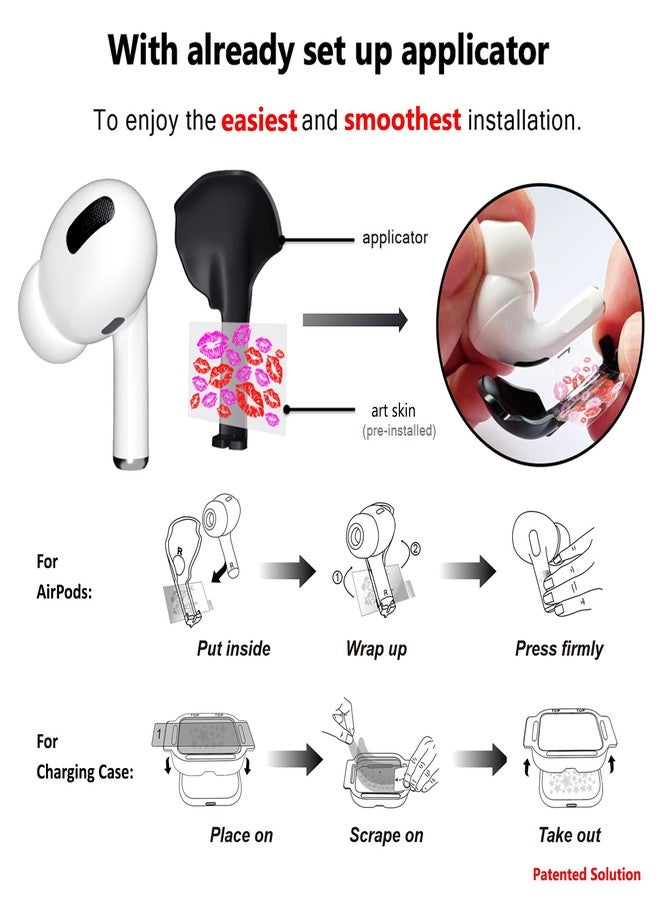 ROCKMAX Pink Lips Sticker for AirPods Pro 2nd Generation, Fashion Decal Skin Accessories for Earpods and Charging Case, Earbuds Case Cover Wrap for Girls and Women Birthday, with Cleaning Kits - Image 4