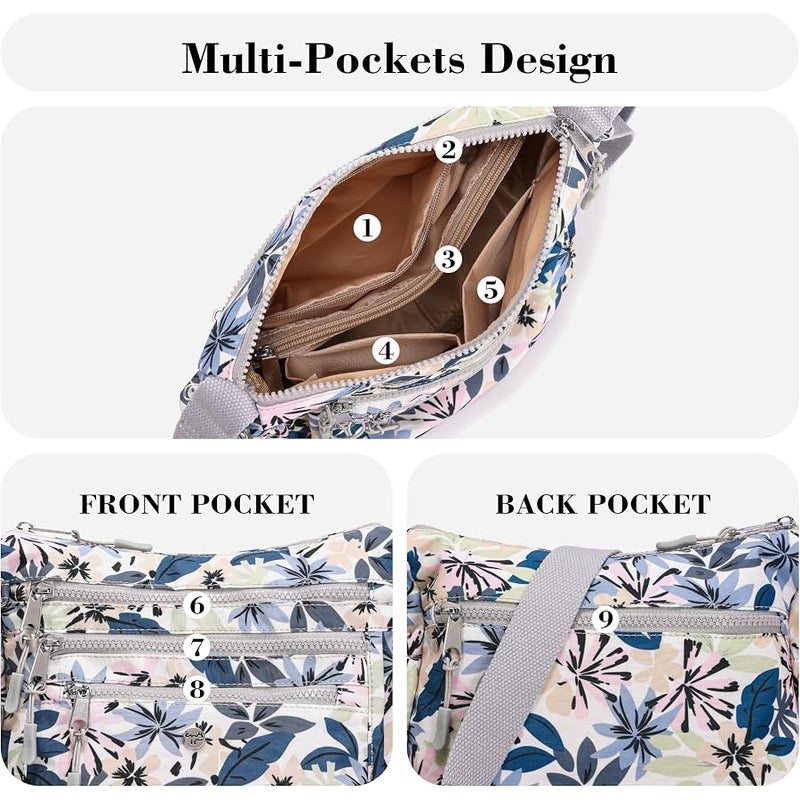 أوسينا AOCINA Crossbody Bags for Women Multi Pocket Nylon Lightweight Ladies Purses Messenger Shoulder Handbags Satchel Travel Bag - Image 3