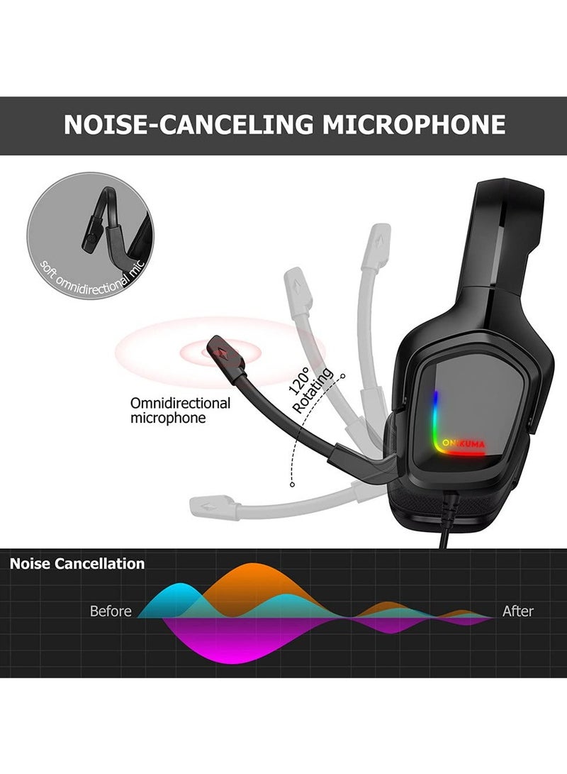onikuma K20 Wired Gaming Headsets for Xbox One PS4 PC Swich  - Image 4