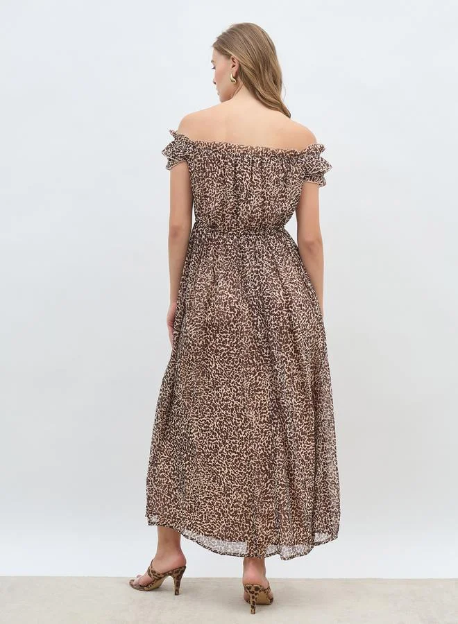 Styli Leopard Off-Shoulder Dress