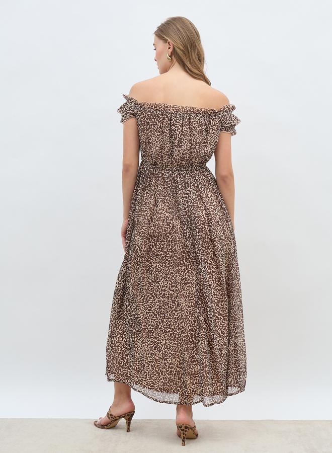 Styli Leopard Off-Shoulder Dress  - Image 5