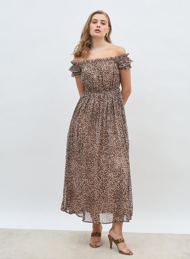 Styli Leopard Off-Shoulder Dress  - Image 2