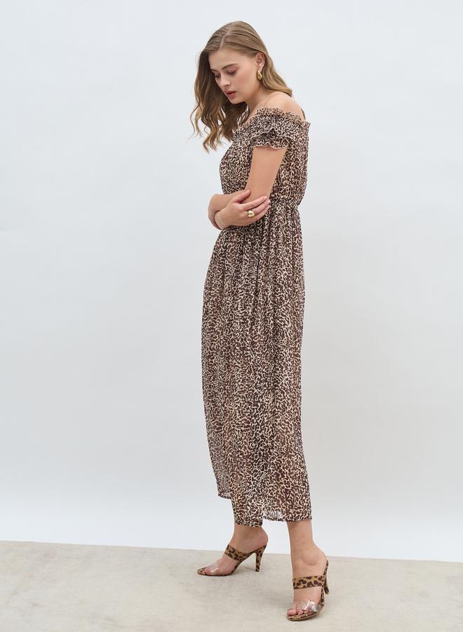 Styli Leopard Off-Shoulder Dress  - Image 3