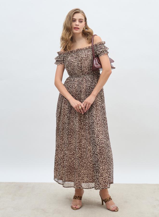 Styli Leopard Off-Shoulder Dress  - Image 1