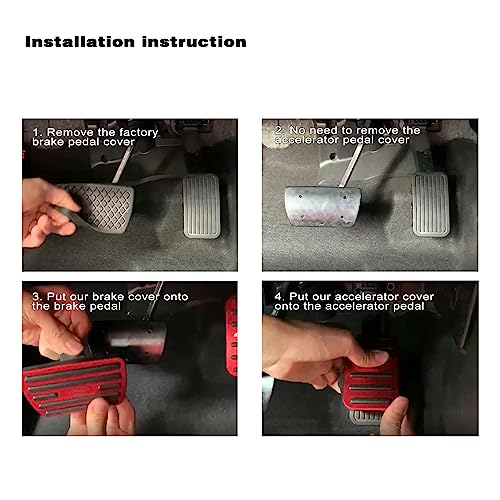 CKE Compatible with Toyota Corolla Accessories 2025-2019 Compatible with Toyota Corolla Cross Accessories 2025-2022 Anti-Slip Car Foot Pedal Covers Brake and Gas Pedal Pads -Red - Image 3