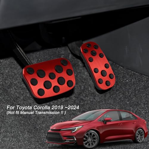 CKE Compatible with Toyota Corolla Accessories 2025-2019 Compatible with Toyota Corolla Cross Accessories 2025-2022 Anti-Slip Car Foot Pedal Covers Brake and Gas Pedal Pads -Red - Image 4