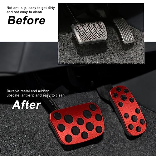 CKE Compatible with Toyota Corolla Accessories 2025-2019 Compatible with Toyota Corolla Cross Accessories 2025-2022 Anti-Slip Car Foot Pedal Covers Brake and Gas Pedal Pads -Red - Image 5
