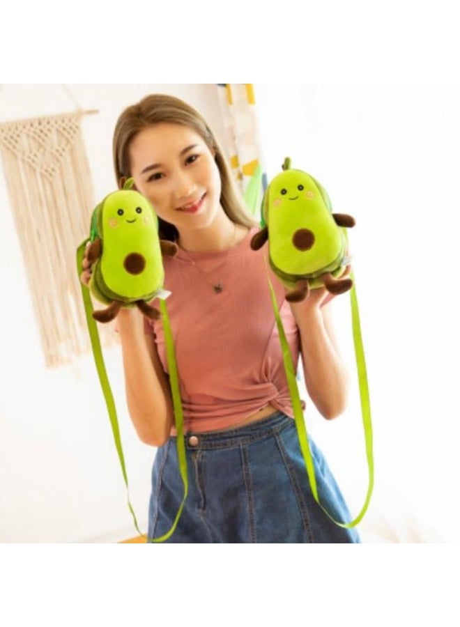 Cute Avocado Plush Toys Soft Stuffed Fruits Creative Cartoon Zipper Style Shoulder Bag for Children - Image 4