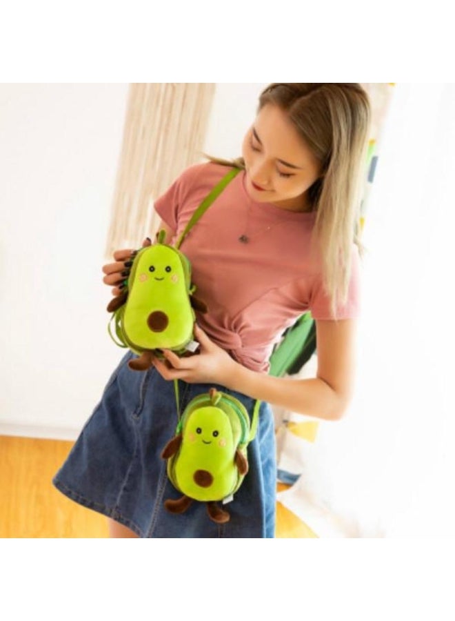 Cute Avocado Plush Toys Soft Stuffed Fruits Creative Cartoon Zipper Style Shoulder Bag for Children - Image 2