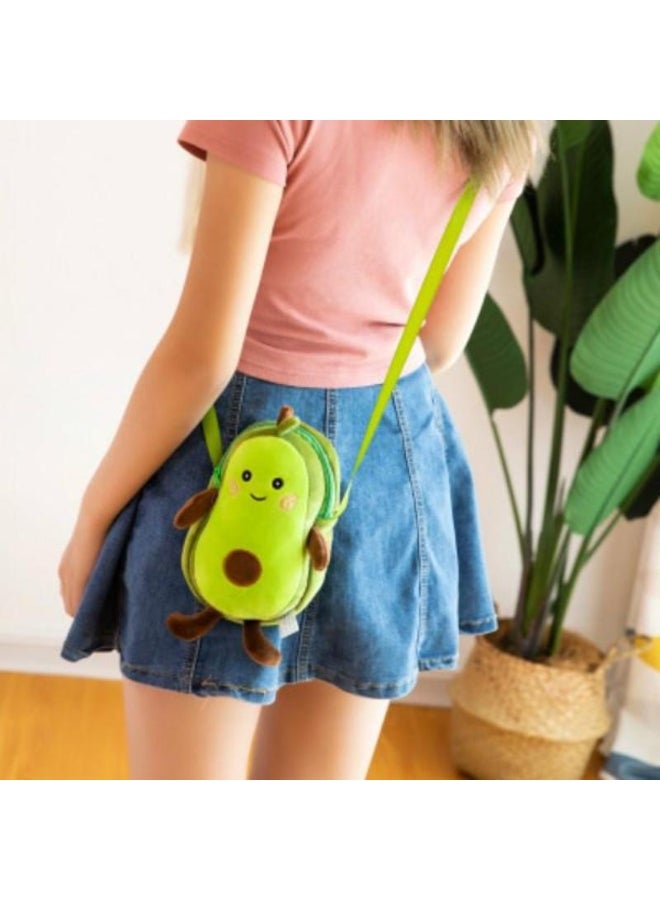 Cute Avocado Plush Toys Soft Stuffed Fruits Creative Cartoon Zipper Style Shoulder Bag for Children - Image 3