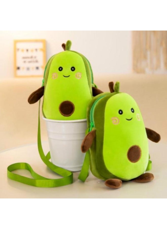 Cute Avocado Plush Toys Soft Stuffed Fruits Creative Cartoon Zipper Style Shoulder Bag for Children - Image 5