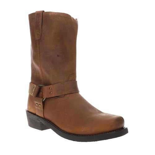 Dingo Mens Dean Harness Square Toe Pull On Motorcycle Casual Boots Mid Calf - Brown - Size 9.5 D - Image 3